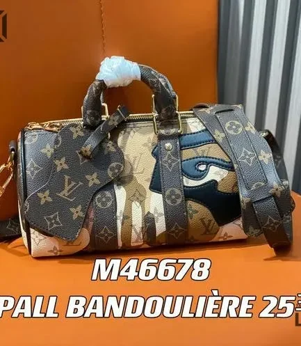 Louis Vuitton 1:1 Mirror Replica Monogram Portrait Keepall Bandouliere 25 Brown 25CM/9.8IN Louis Vuitton Replica Keepall