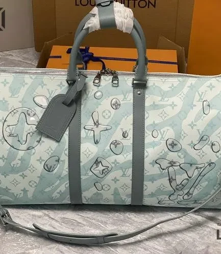 Louis Vuitton 1:1 Mirror Replica Aquagarden Keepall Bandouliere 50 Crystal Blue 50CM/19.7IN Louis Vuitton Replica Keepall