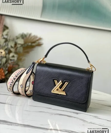 Louis Vuitton 1:1 Mirror Replica Twist Strap Epi Leather MM Top Handle Bag 23CM/9.1IN Louis Vuitton Replica Twist
