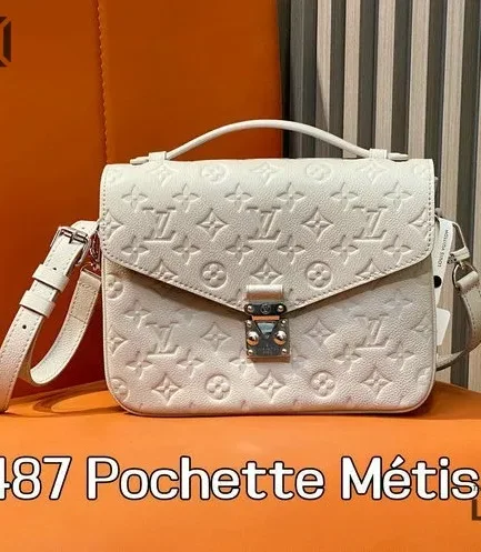 Louis Vuitton 1:1 Mirror Replica Monogram Empreinte Pochette Metis White 25CM/9.8IN Louis Vuitton Replica Pochette Metis