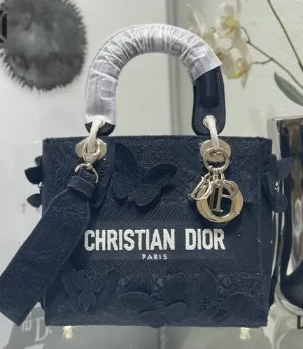 Dior 1:1 Mirror Replica Lady Dior Embroidered Butterfly Edition 24CM/9.4IN Christian Dior Replica Lady