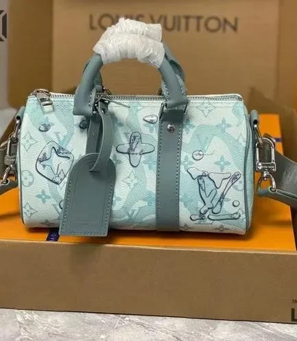 Louis Vuitton 1:1 Mirror Replica Aquagarden Keepall Bandouliere 25 Crystal Blue 25CM/9.8IN Louis Vuitton Replica Keepall