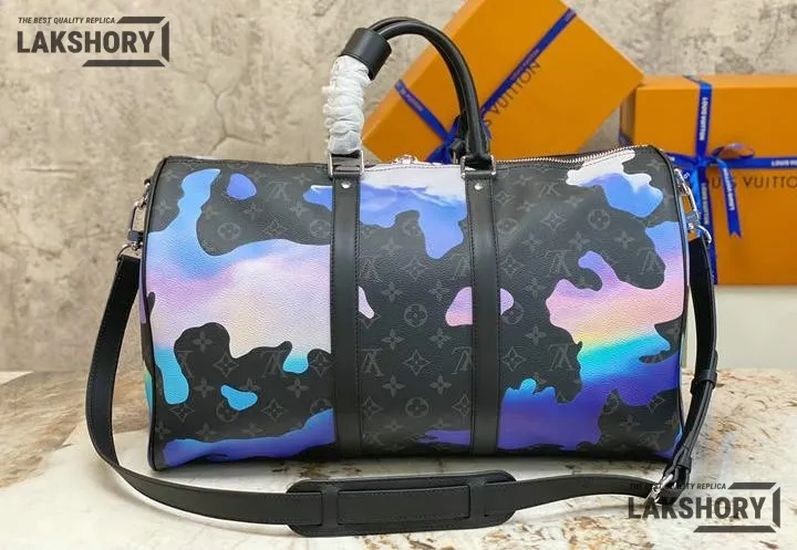 Louis Vuitton 1:1 Mirror Replica Keepall Bandouliere 45 Sunrise Eclipse Black/Grey/Multi 45CM/17.7IN Louis Vuitton Replica Keepall Louis Vuitton 1:1 Mirror Replica Keepall Bandouliere 45 Sunrise Eclipse Black/Grey/Multi 45CM/17.7IN Louis Vuitton Replica Keepall