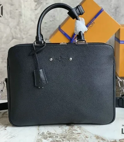 Louis Vuitton 1:1 Mirror Replica Black Taurillon Leather Armand Briefcase Bag 37CM/14.6IN Louis Vuitton Replica Business Bags