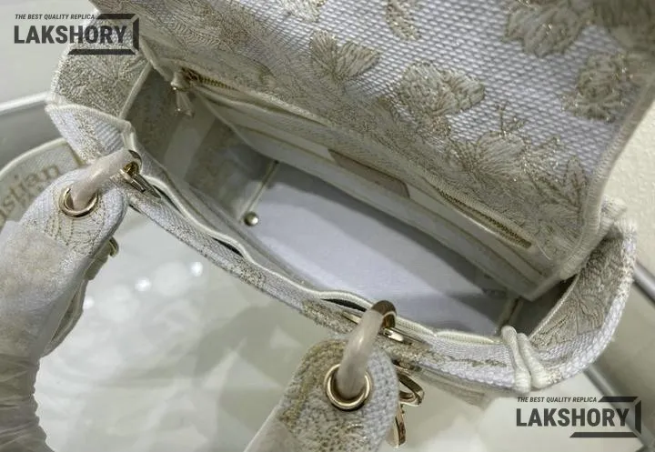 Dior 1:1 Mirror Replica Lady D-Lite Jardin d’Hiver White 24CM/9.4IN Christian Dior Replica Lady Dior 1:1 Mirror Replica Lady D-Lite Jardin d’Hiver White 24CM/9.4IN Christian Dior Replica Lady