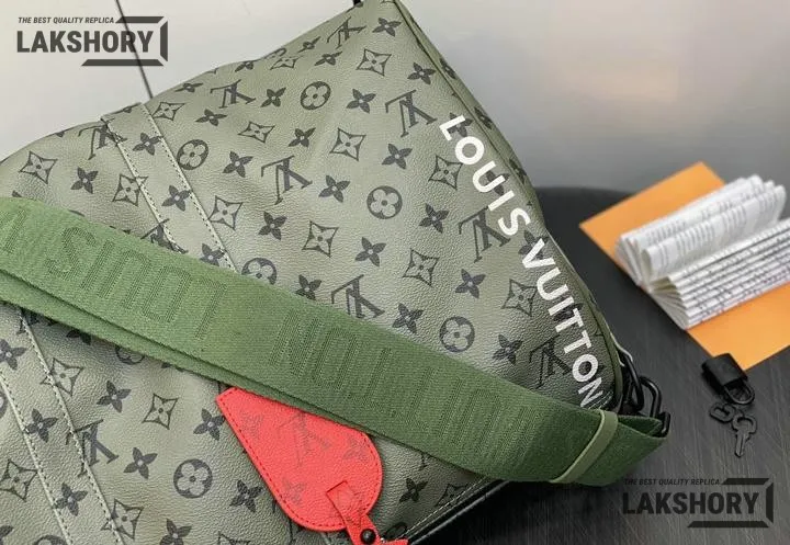 Louis Vuitton 1:1 Mirror Replica Keepall Bandouliere Khaki Green/Vermillion Red Louis Vuitton Replica Keepall Louis Vuitton 1:1 Mirror Replica Keepall Bandouliere Khaki Green/Vermillion Red Louis Vuitton Replica Keepall