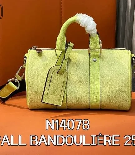 Louis Vuitton 1:1 Mirror Replica Keepall Bandoulire 25 Lemon Yellow 25CM/9.8IN Louis Vuitton Replica Keepall