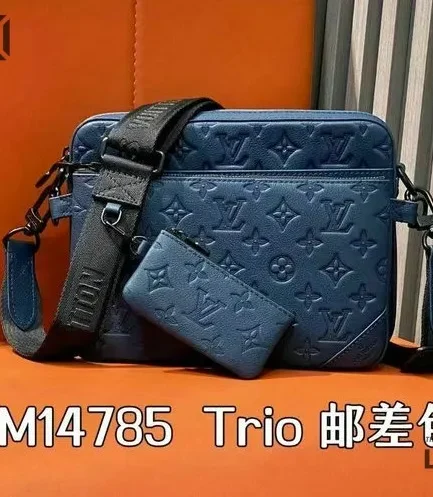 Louis Vuitton 1:1 Mirror Replica Trio Messenger Monogram Navy Blue 25CM/9.8IN Louis Vuitton Replica Pochette Accessories