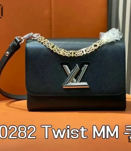 Louis Vuitton 1:1 Mirror Replica Epi Twist Shoulder Bag MM Black 23CM/9.1IN Louis Vuitton Replica Twist