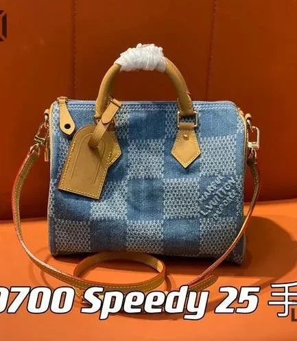 Louis Vuitton 1:1 Mirror Replica Speedy Bandouliere 25 Blue Damier Denim 25CM/9.8IN Louis Vuitton Replica Speedy