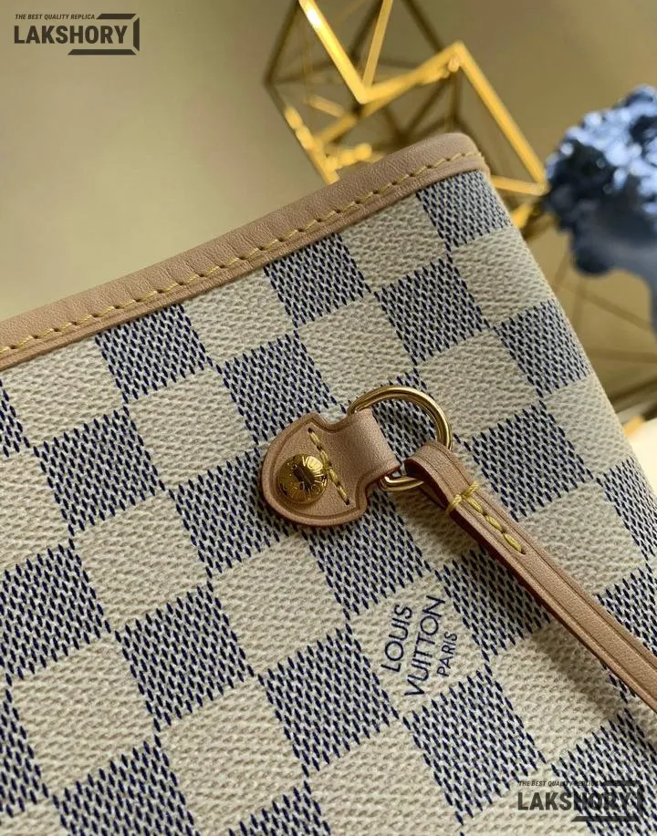 Louis Vuitton 1:1 Mirror Replica Neverfull MM Damier Azur Medium Size Tote 32CM/12.6IN Louis Vuitton Replica Neverfull Louis Vuitton 1:1 Mirror Replica Neverfull MM Damier Azur Medium Size Tote 32CM/12.6IN Louis Vuitton Replica Neverfull