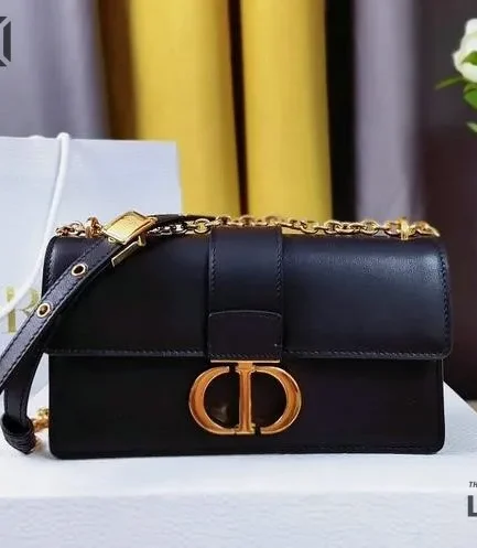Dior 1:1 Mirror Replica 30 Montaigne East West Black Gold Bag 21.5CM/8.5IN Christian Dior Replica 30 Montaigne