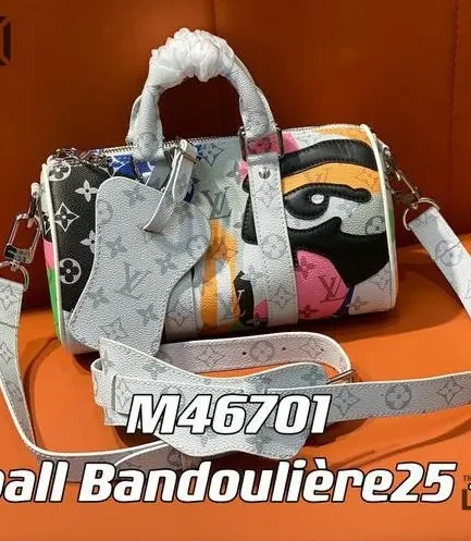 Louis Vuitton 1:1 Mirror Replica Keepall Bandoulire 25 Monogram Eclipse Multicolor 25CM/9.8IN Louis Vuitton Replica Keepall