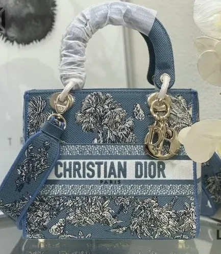 Dior 1:1 Mirror Replica Dioriviera Lady D-Lite Celestial Navy Toile de Jouy 24CM/9.4IN Christian Dior Replica Lady