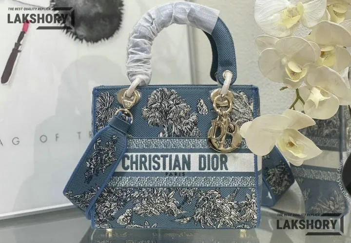 Dior 1:1 Mirror Replica Dioriviera Lady D-Lite Celestial Navy Toile de Jouy 24CM/9.4IN Christian Dior Replica Lady Dior 1:1 Mirror Replica Dioriviera Lady D-Lite Celestial Navy Toile de Jouy 24CM/9.4IN Christian Dior Replica Lady