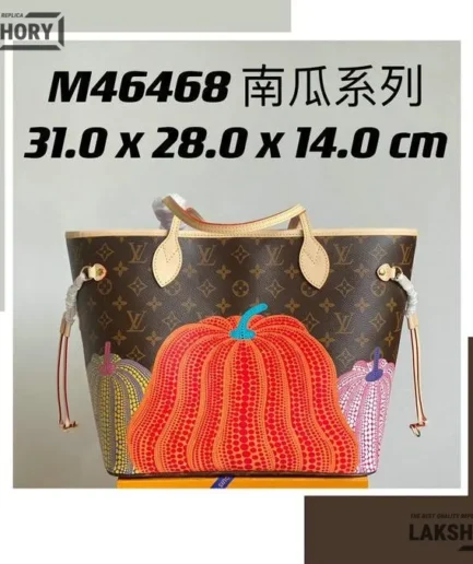 Louis Vuitton 1:1 Mirror x Yayoi Kusama Neverfull MM Pumpkin Print 31CM/12.2IN Louis Vuitton Replica Neverfull