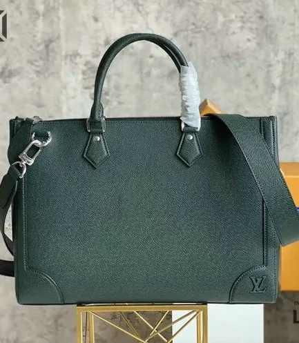 Louis Vuitton 1:1 Mirror Replica Taiga Slim Briefcase Dark Green 40CM/15.7IN Louis Vuitton Replica Business Bags