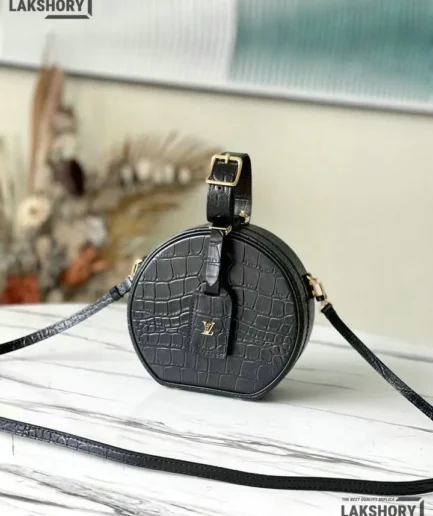 Louis Vuitton 1:1 Mirror Replica Alligator Leather Petite Boite Chapeau bag 17.5CM/6.9IN Louis Vuitton Replica Boite Chapeau