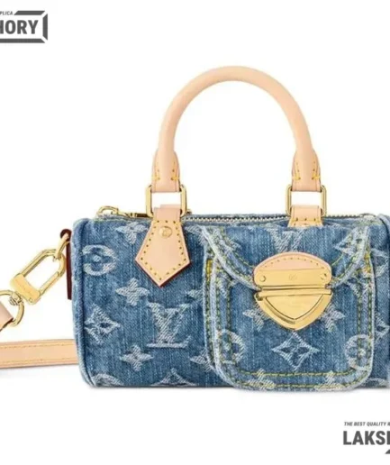 Louis Vuitton 1:1 Mirror Replica Nano Speedy Monogram Denim 16CM/6.3IN Louis Vuitton Replica Speedy