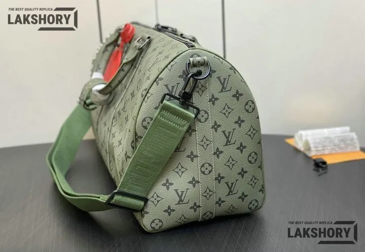 Louis Vuitton 1:1 Mirror Replica Keepall Bandouliere Khaki Green/Vermillion Red Louis Vuitton Replica Keepall Louis Vuitton 1:1 Mirror Replica Keepall Bandouliere Khaki Green/Vermillion Red Louis Vuitton Replica Keepall