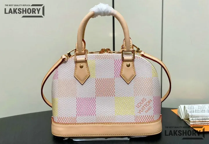 Louis Vuitton 1:1 Mirror Replica Damierlicious Alma BB Rose Peach 23.5CM/9.3IN Louis Vuitton Replica Alma Louis Vuitton 1:1 Mirror Replica Damierlicious Alma BB Rose Peach 23.5CM/9.3IN Louis Vuitton Replica Alma