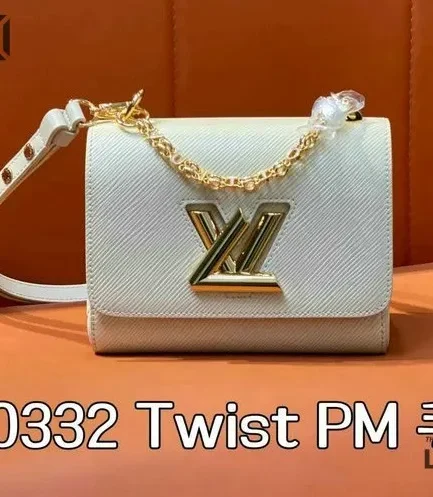 Louis Vuitton 1:1 Mirror Replica Epi Twist Shoulder Bag PM Quartz White 19CM/7.5IN Louis Vuitton Replica Twist