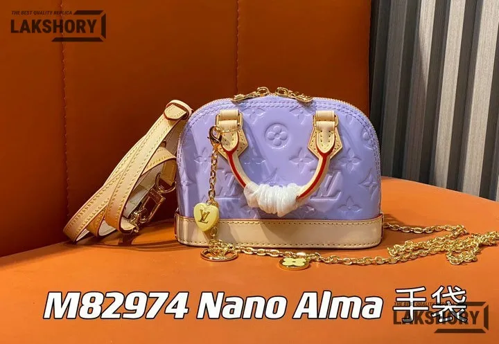 Louis Vuitton 1:1 Mirror Replica Vernis Nano Alma Glossy Lilac 18CM/7.1IN Louis Vuitton Replica Alma Louis Vuitton 1:1 Mirror Replica Vernis Nano Alma Glossy Lilac 18CM/7.1IN Louis Vuitton Replica Alma