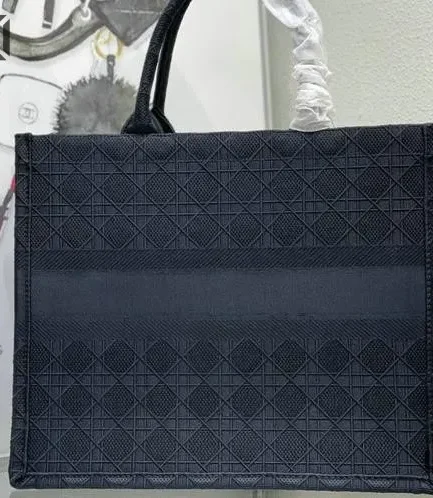 Dior 1:1 Mirror Replica Book Tote Cannage Embroidered Navy Blue Christian Dior Replica Book Totes