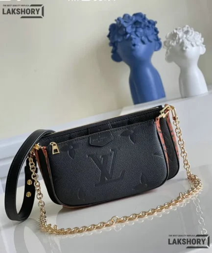 Louis Vuitton 1:1 Mirror Replica Multi Embossed  Pochette Accessoires Black 23.5CM/9.3IN Louis Vuitton Replica Pochette Accessories