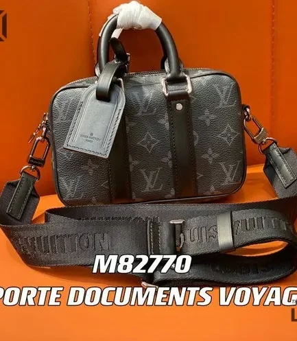 Louis Vuitton 1:1 Mirror Replica Nano Porte Documents Voyage Monogram Eclipse 20CM/7.9IN Louis Vuitton Replica Business Bags