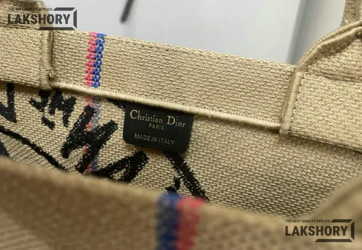 Dior 1:1 Mirror Replica Jute Embroidered Medium Book Tote Black Beige Christian Dior Replica Book Totes Dior 1:1 Mirror Replica Jute Embroidered Medium Book Tote Black Beige Christian Dior Replica Book Totes