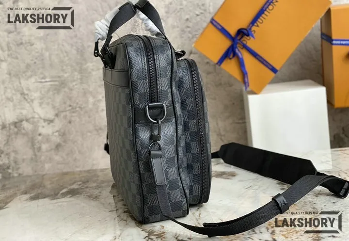 Louis Vuitton 1:1 Mirror Replica Damier Graphite Utility Messenger Bag 36CM/14.2IN Louis Vuitton Replica Business Bags Louis Vuitton 1:1 Mirror Replica Damier Graphite Utility Messenger Bag 36CM/14.2IN Louis Vuitton Replica Business Bags