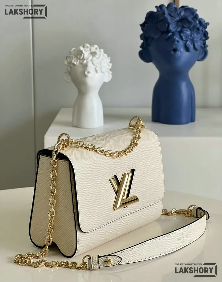 Louis Vuitton 1:1 Mirror Replica Twist MM Epi Leather Quartz White 23CM/9.1IN Louis Vuitton Replica Twist Louis Vuitton 1:1 Mirror Replica Twist MM Epi Leather Quartz White 23CM/9.1IN Louis Vuitton Replica Twist