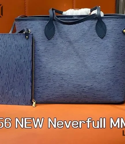 Louis Vuitton 1:1 Mirror Replica Epi Neverfull MM Blue Denim Light 31CM/12.2IN Louis Vuitton Replica Neverfull