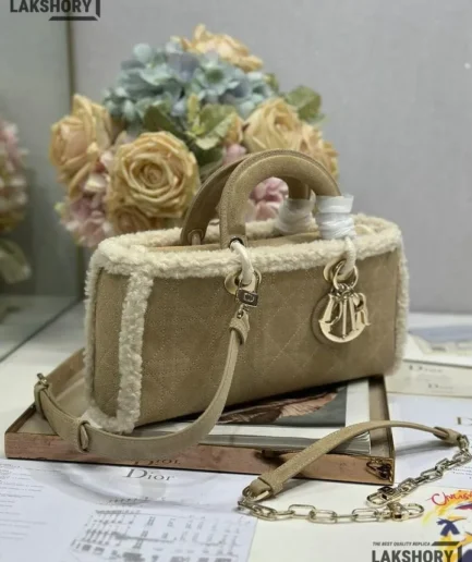Dior 1:1 Mirror Replica Camel CD Lady D-Joy 26 Fur Gold Christian Dior Replica Lady