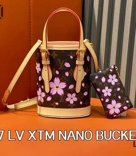 Louis Vuitton 1:1 Mirror Replica LV X TM Cherry Blossom Nano Bucket Sakura Brown 17CM/6.7IN Louis Vuitton Replica Neo