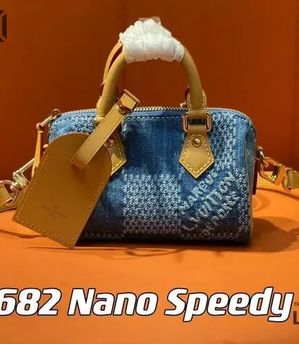 Louis Vuitton 1:1 Mirror Replica Damier Denim Speedy Bandouliere 16 Bleu 16CM/6.3IN Louis Vuitton Replica Speedy