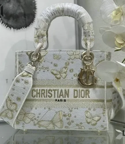 Dior 1:1 Mirror Replica Lady D-Lite Gold-Tone Butterfly Zodiac 24CM/9.4IN Christian Dior Replica Lady