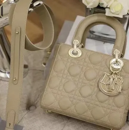 Dior 1:1 Mirror Replica Lambskin Beige Small My ABCDior Lady Dior 20CM/7.9IN Christian Dior Replica Lady
