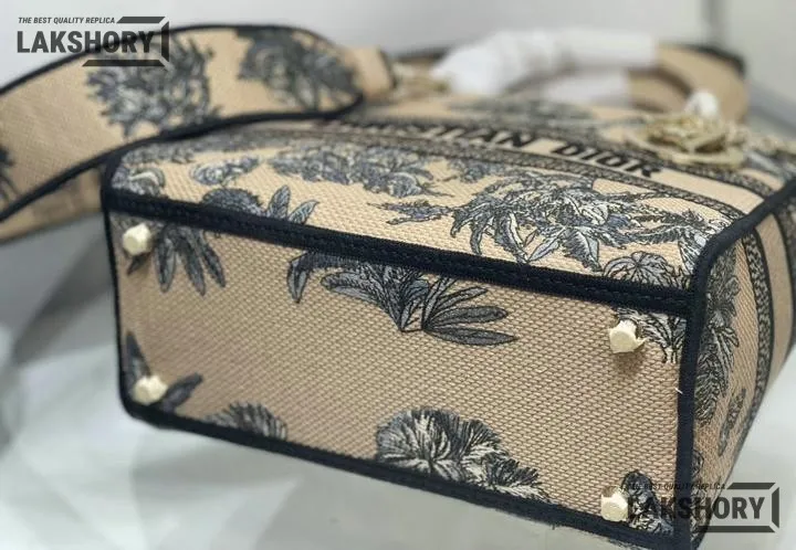 Dior 1:1 Mirror Replica Dioriviera Lady D-Lite Beige Toile de Jouy Palms 24CM/9.4IN Christian Dior Replica Lady Dior 1:1 Mirror Replica Dioriviera Lady D-Lite Beige Toile de Jouy Palms 24CM/9.4IN Christian Dior Replica Lady