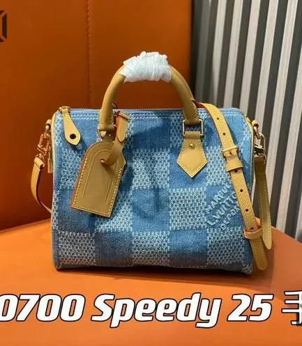Louis Vuitton 1:1 Mirror Replica Speedy Bandouliere 25 Blue Damier Denim 25CM/9.8IN Louis Vuitton Replica Speedy