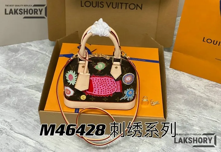 Louis Vuitton 1:1 Mirror Replica Monogram LV x YK Alma BB Bag 23.5CM/9.3IN Louis Vuitton Replica Alma Louis Vuitton 1:1 Mirror Replica Monogram LV x YK Alma BB Bag 23.5CM/9.3IN Louis Vuitton Replica Alma