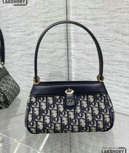Dior 1:1 Mirror Replica Oblique Medium Key Blue Bag 22CM/8.7IN Christian Dior Other Styles