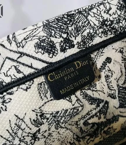 Dior 1:1 Mirror Replica Canvas Dioriviera Toile De Jouy Book Tote Black Christian Dior Replica Book Totes
