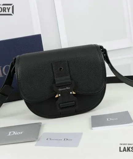 Dior 1:1 Mirror Replica Black Mini Gallop Bag Grained Leather 20.5CM/8.1IN Christian Dior Other Styles