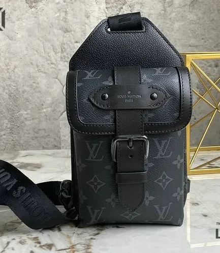 Louis Vuitton 1:1 Mirror Replica Monogram Eclipse Saumur Slingbag Black 18CM/7.1IN Louis Vuitton Replica Avenue