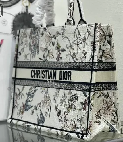 Dior 1:1 Mirror Replica Beige Millefiori Dior Book Tote Embroidery Christian Dior Replica Book Totes