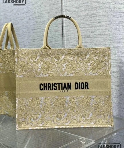 Dior 1:1 Mirror Replica Transparent Metallic Book Tote Mesh Macrame Gold Christian Dior Replica Book Totes