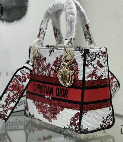 Dior 1:1 Mirror Replica Le Coeur En Fleurs Lady D-Lite White Multicolor 24CM/9.4IN Christian Dior Replica Lady