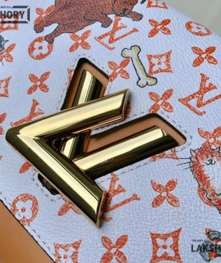 Louis Vuitton 1:1 Mirror Replica Calfskin Catogram Twist Shoulder Bag MM Louis Vuitton Replica Twist